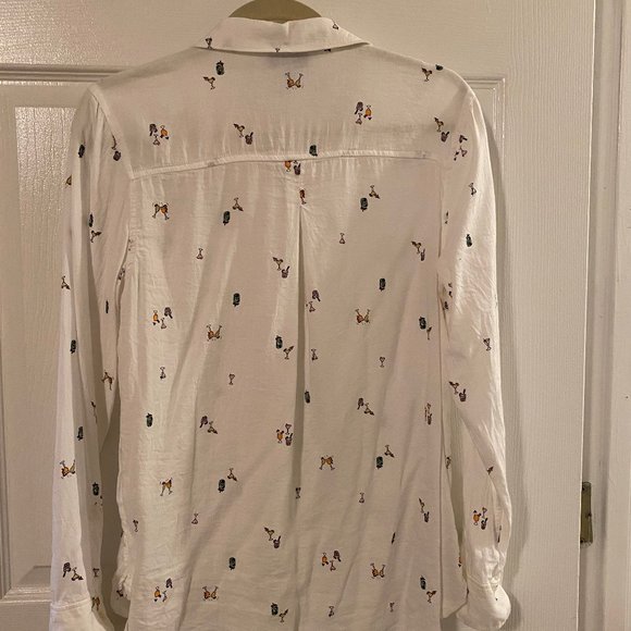 EUC Old Navy White "Cocktails" Blouse M - Picture 7 of 7